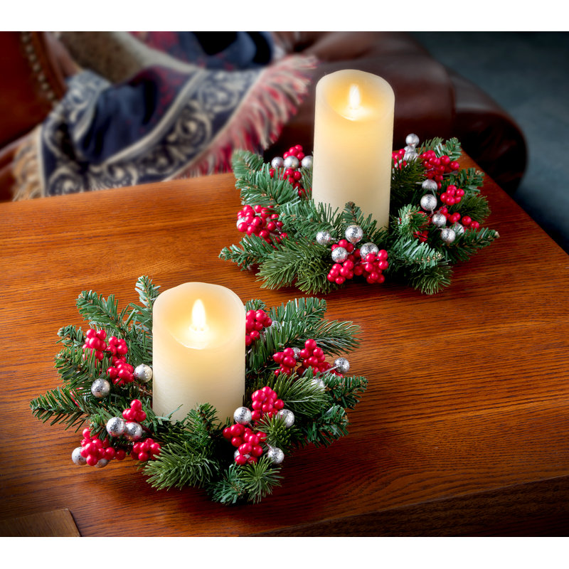 Adjustable Candle Ring Mini Wreath, Silver