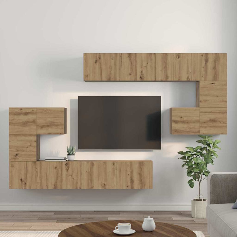 TV Cabinet Set Wall-Mounted 8 Pcs, Artisan Oak