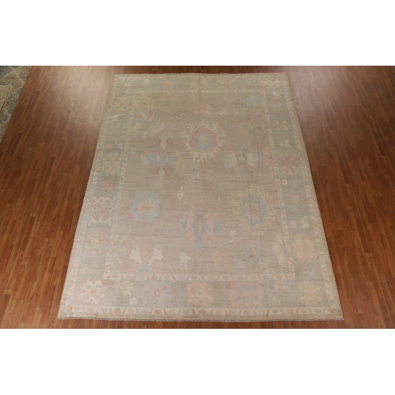 Tapis unique en laine noué à la main 10 pi 2 po x 13 pi 7 po nouvel âge Oushak