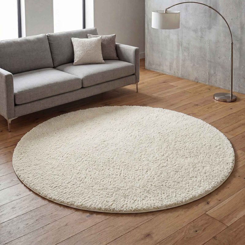 Ainsley Plain Living Room Shaggy Area Rug Modern Soft Pile Polyester Rug, Rectangle 120 x 170 cm, Cream