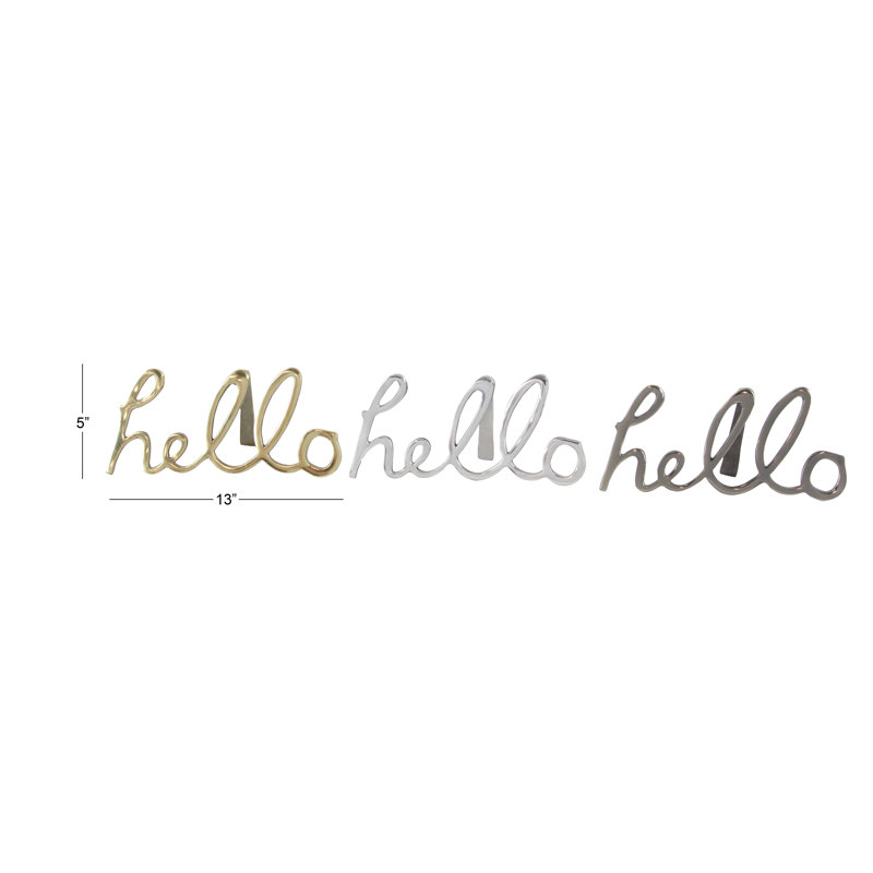 Aluminum Metal Hello Multi Colored Decorative Sign Set