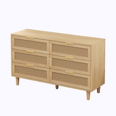 Rattan Wood Console Table With Drawer Storage by Latitude Run