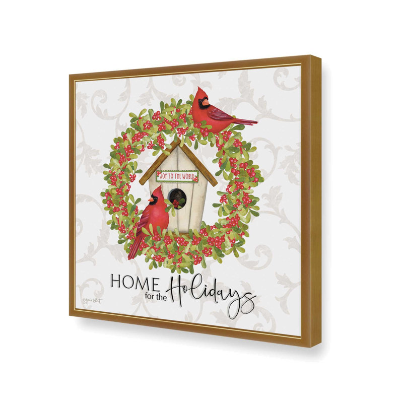 «Home for the Holiday» par Annie Lapoint, reproduction d'art, L 20 po x H 20 po, Doré, Impression encadrée