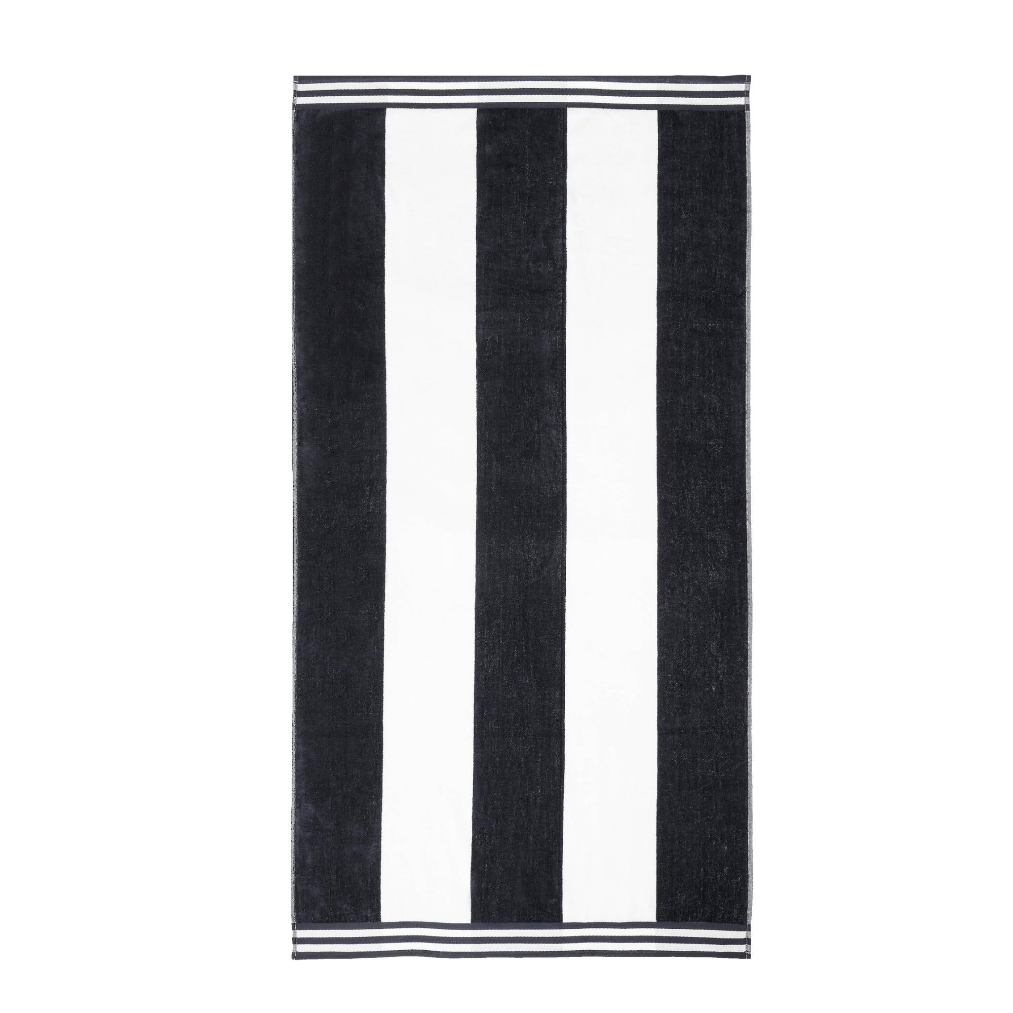 Calheta Cotton Oversized Cabana Stripe Beach Towels, 1, Charcoal