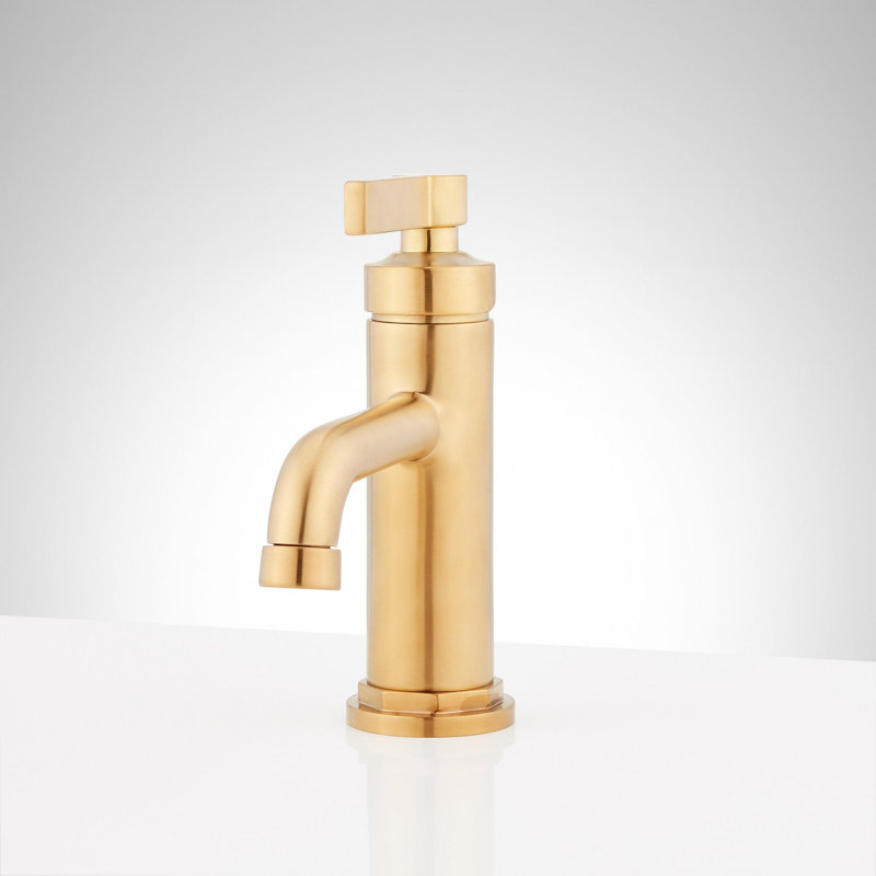 Greyfield 1.2 GPM Single Hole Bathroom Faucet with Metal Lever Handle and Pop-Up Drain Assembly, Brushed Gold