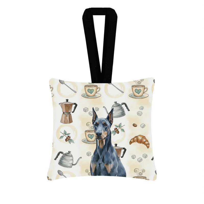 Ornement carré en tissu bleu Doberman Pinscher, Doberman pinscher bleu