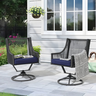 Seyhan Wicker Outdoor Dining Armchair with Cushion by Red Barrel Studio