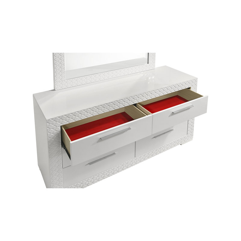 Ensemble de chambre avec grand lit 4 pièces avec tête de lit DEL blanc en bois blanc Blanca