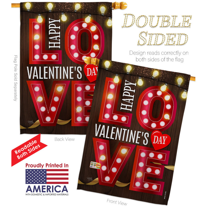Double Sided 40'' H x 28'' W Polyester Valentine's Day Flag Set