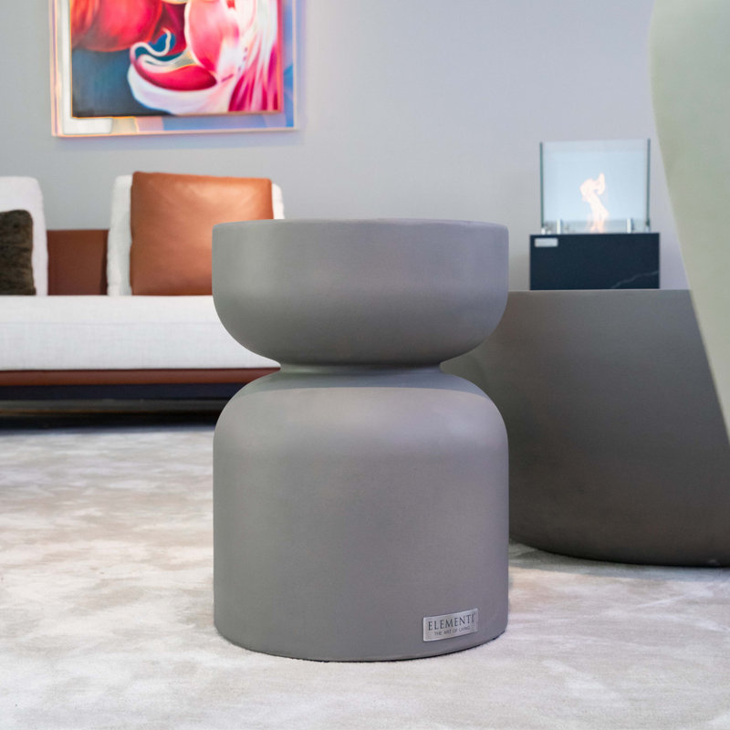 CHRONOS Side Table Small Concrete Round End Table 35 x 35 x 47 cm, Grey/Brown/Blue