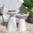 Serenita Outdoor Iron Side Tables With Flared Design, Set Of 2-715285232