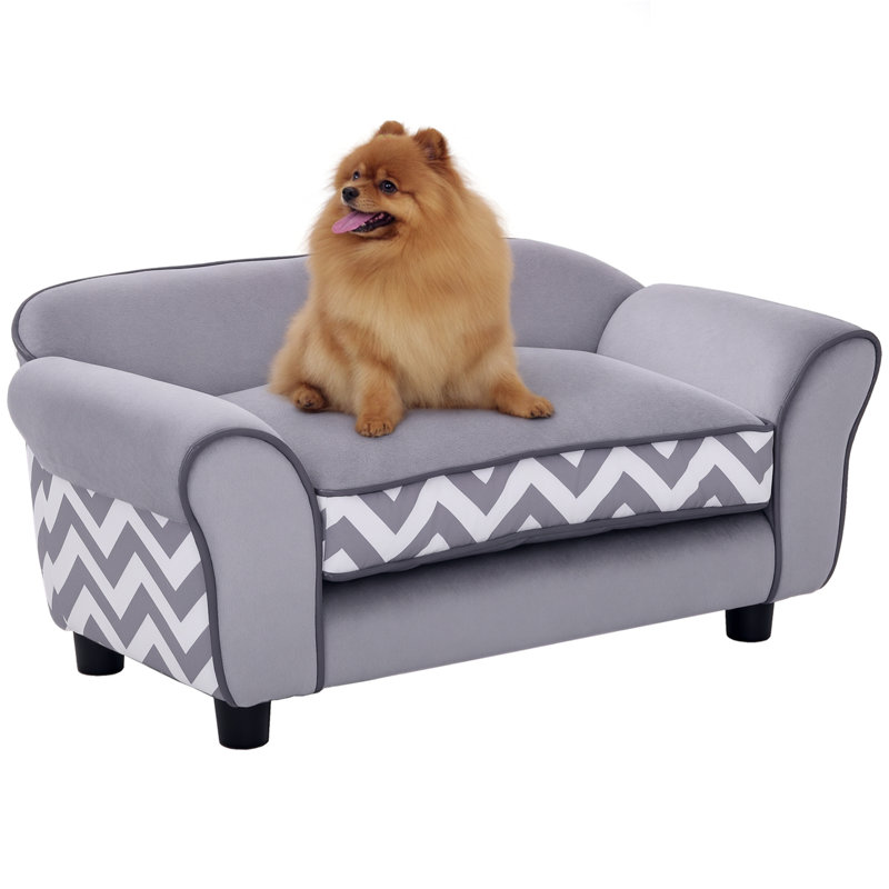 Dog Sofa Cat Couch Bed for XS Dogs with Removable Sponge Cushion, Grey