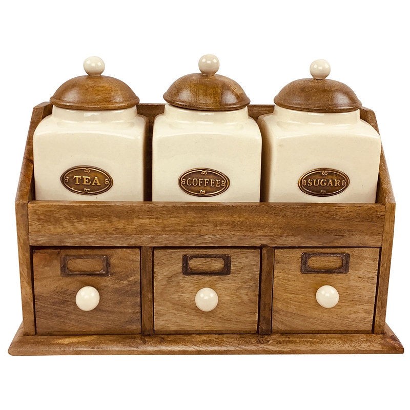 Wood Jar - Set of 3