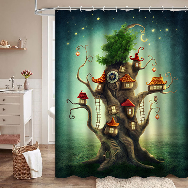 Rideau de douche Tree House Meadow Adventure Fairy Dreams avec 12 crochets, L 72 po x l 72 po