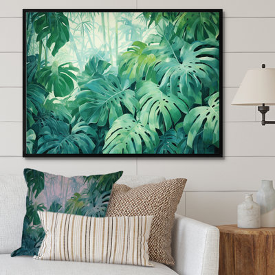 Jade, jungle épaisse, jungle de palmiers III - Art mural palmiers pour salon