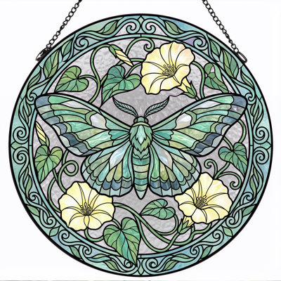Panneau de vitrail en verre coloré, 7,8 heures