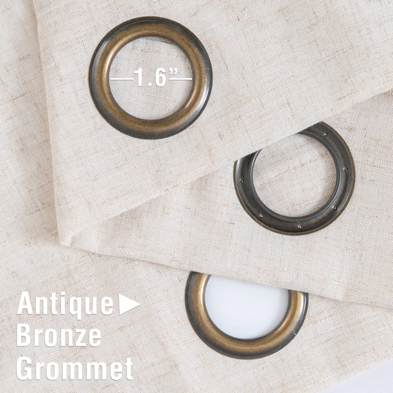 Paire de rideaux semi-transparents en mélange de lin Ieda, L 50 po x L 63 po