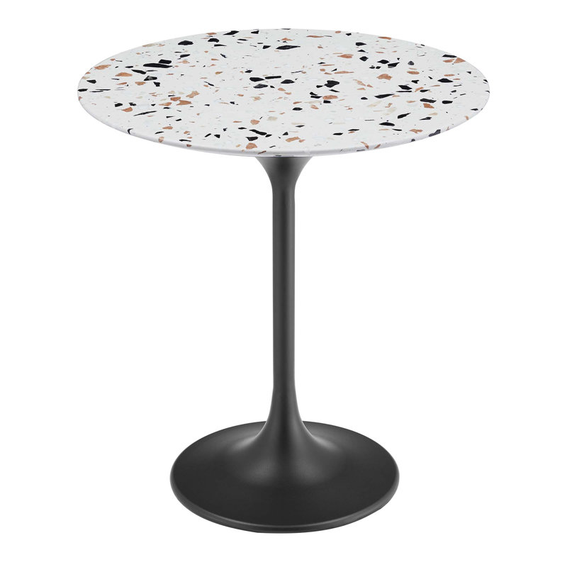 Modway Lippa 20" Round Terrazzo Side Table, Black