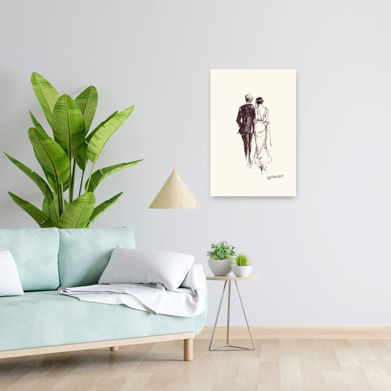 «Elegant Couple In Formal Attire», art mural abstrait classique élégant, H 24 po x l 16 po