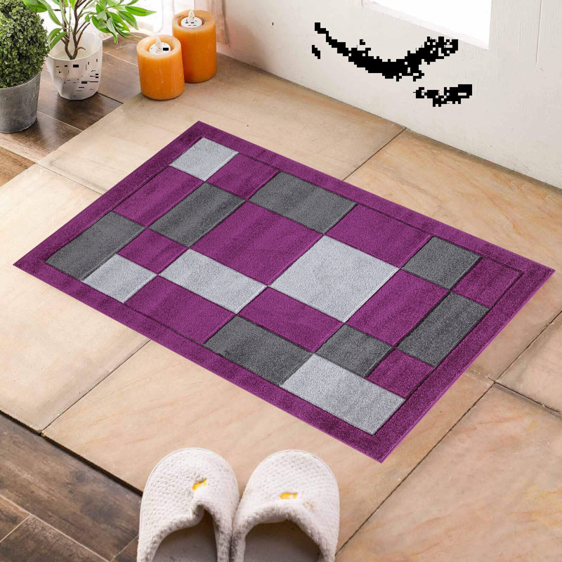 Ceryce Non-Slip Indoor Doormat, Purple/Grey