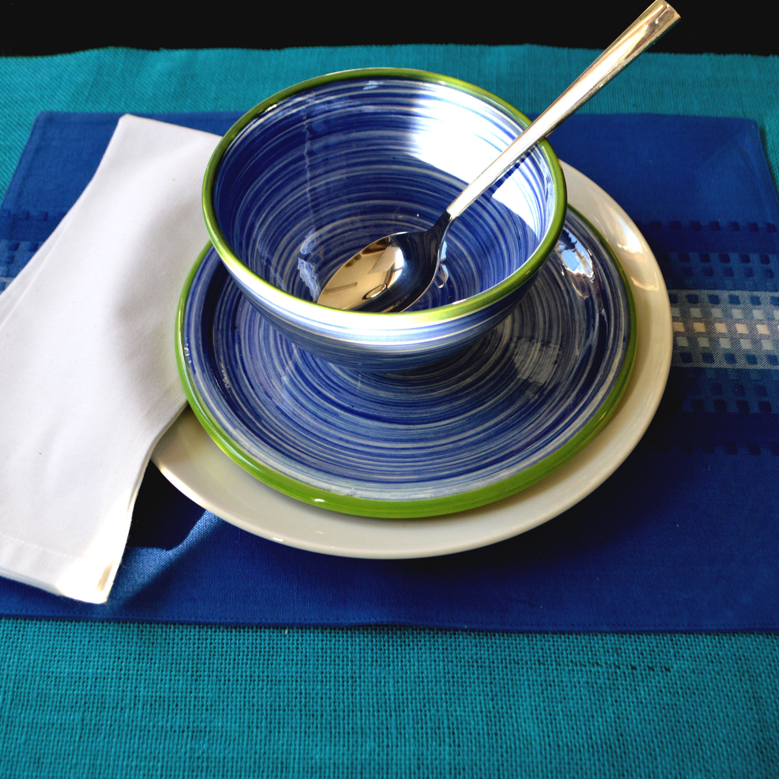 Raia Earthenware Cereal Bowl, Multicolor Blue