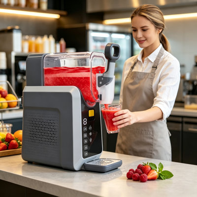 Automatic Slushie Machine for Home, Frozen Drink Maker with LED Display, No Ice Required Slushy Machine, Countertop Frozen Dessert & Ice Cream Maker for Margaritas, Smoothies and More