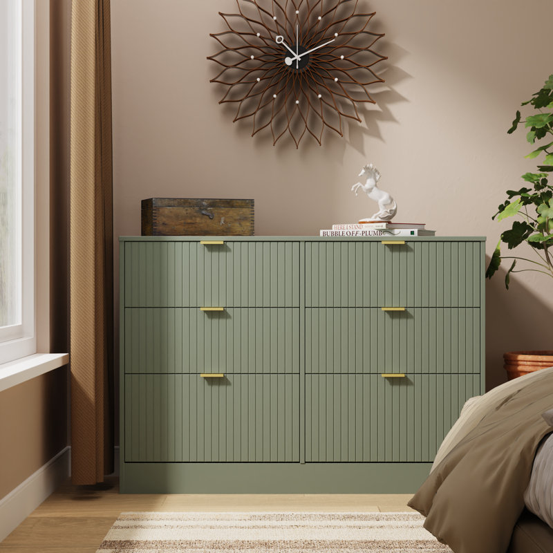 115 cm W Chest of 6 Drawers, Green