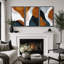 «Mid Century Shape», impression géométrique sur toile abstraite encadrée brune et bleue 3 pièces-94434432-94434433-119461139