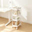 Chariot de rangement mobile et mince pour espaces restreints, organisateur de salle de bain à 4 niveaux avec roulettes verrouillables et crochets, étagère mobile pour cuisine, buanderie, chambre et bureau, blanc