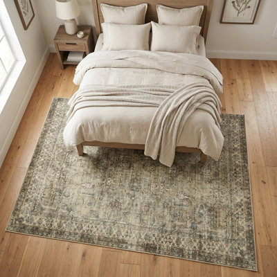 Vintage Boho Washable Area Rug for Home and Office