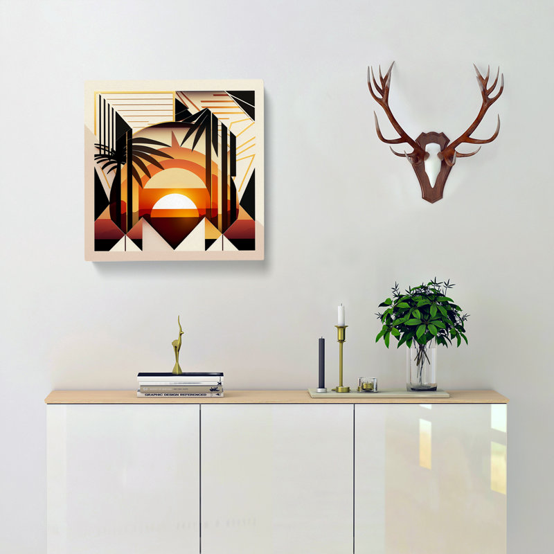 Art Deco Sunset Geometric - Print, 35cm H x 35cm W x 3cm D