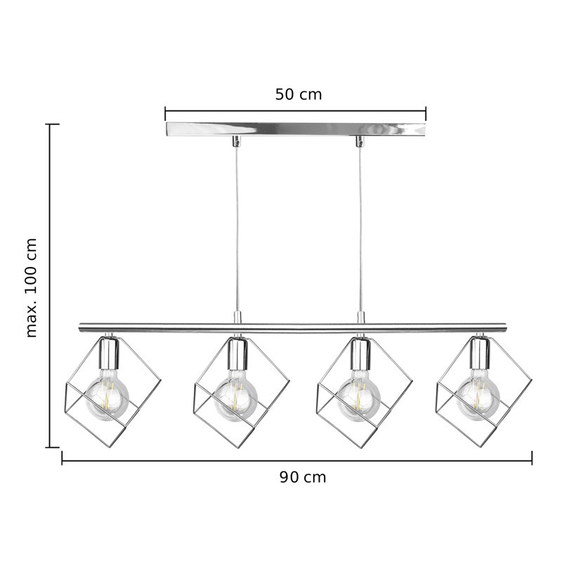 Antaneisha 4 - Light Kitchen Island Pendant, Silver, Silver
