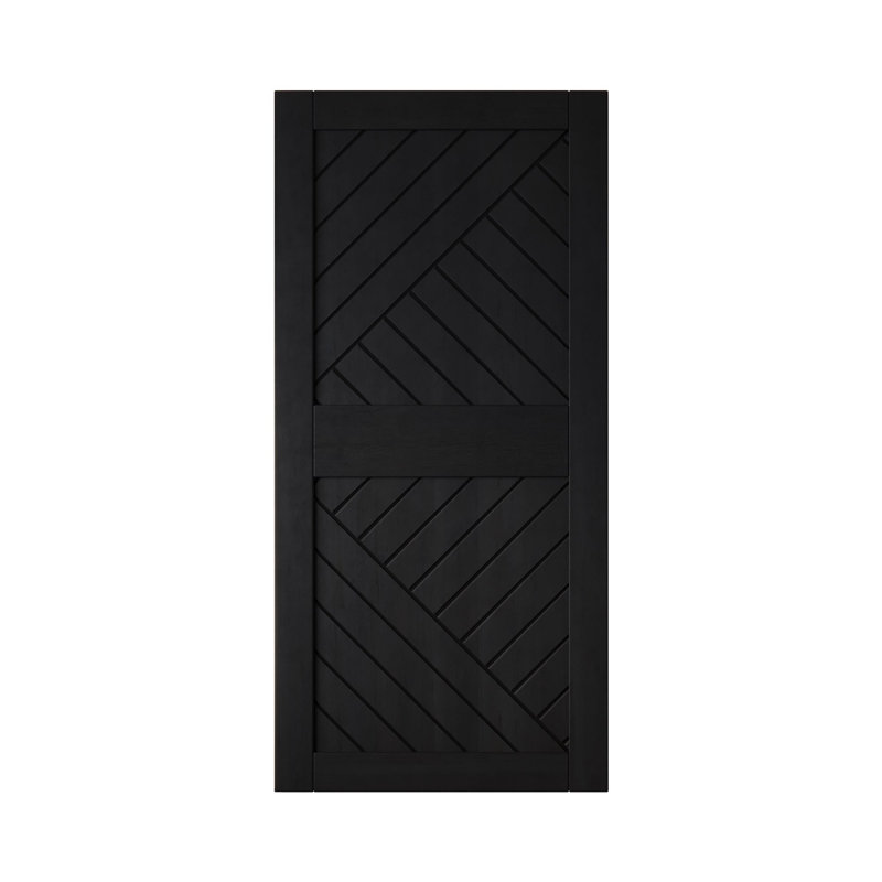 Porte de grange en bois de pin à finition géométrique noire non assemblée Homacer Design (usage intérieur seulement)