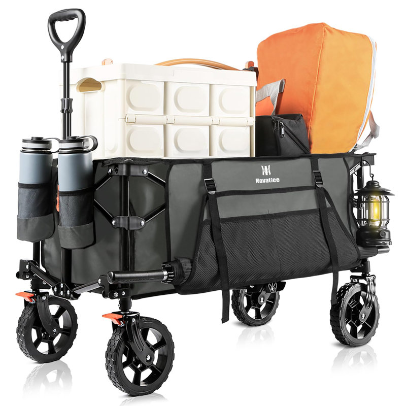 Chariot pliable avec roues 140L, Gris