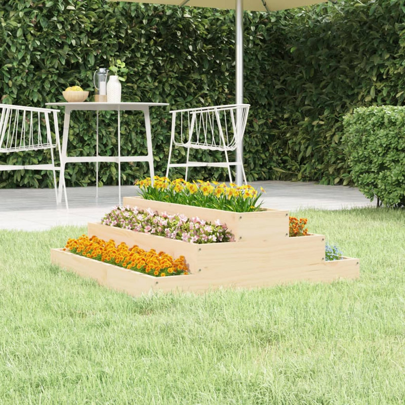 Arevalo Self-Watering Wood Raised Garden Bed, 27cm H x 80cm W x 80cm D, Grey