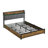 Bed Frame, Storage Headboard With Charging Station And 4 Storage Drawers,LED Lights , Brown And And Gray-1258502574