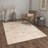 Gridline Geometric Machine Washable Beige Indoor Area Rug with Non-Slip Backing-128992543