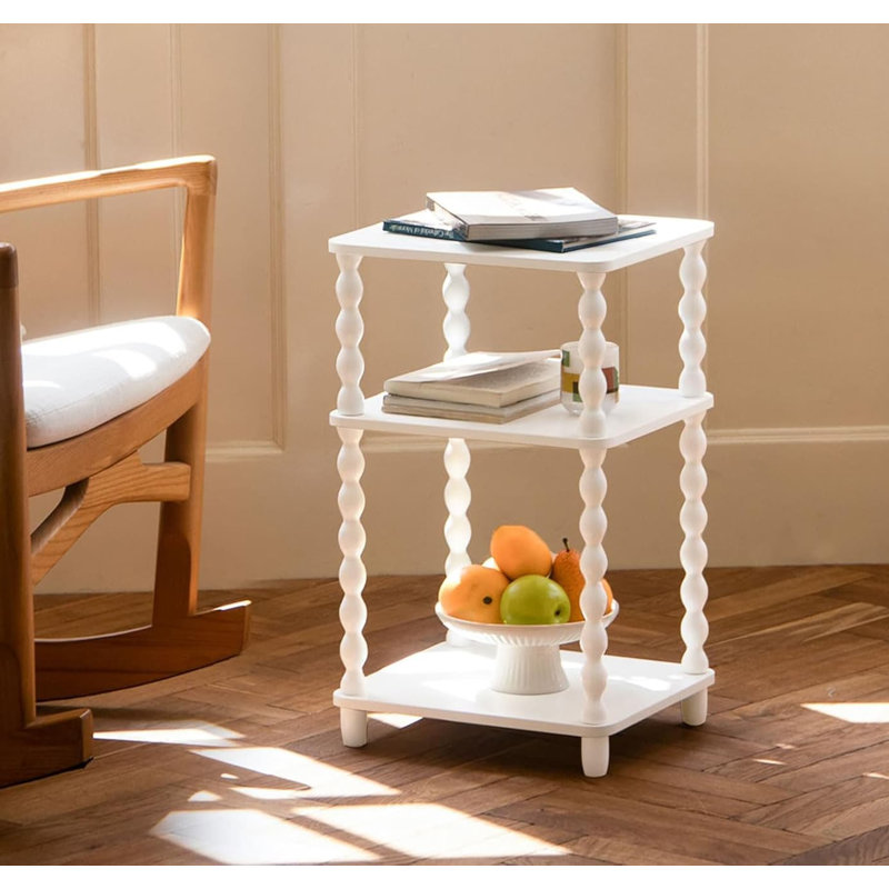 Small 3-Tier Open Shelf Side Table - White (Bedside/Living Room/Bedroom/Office Small Spaces), White