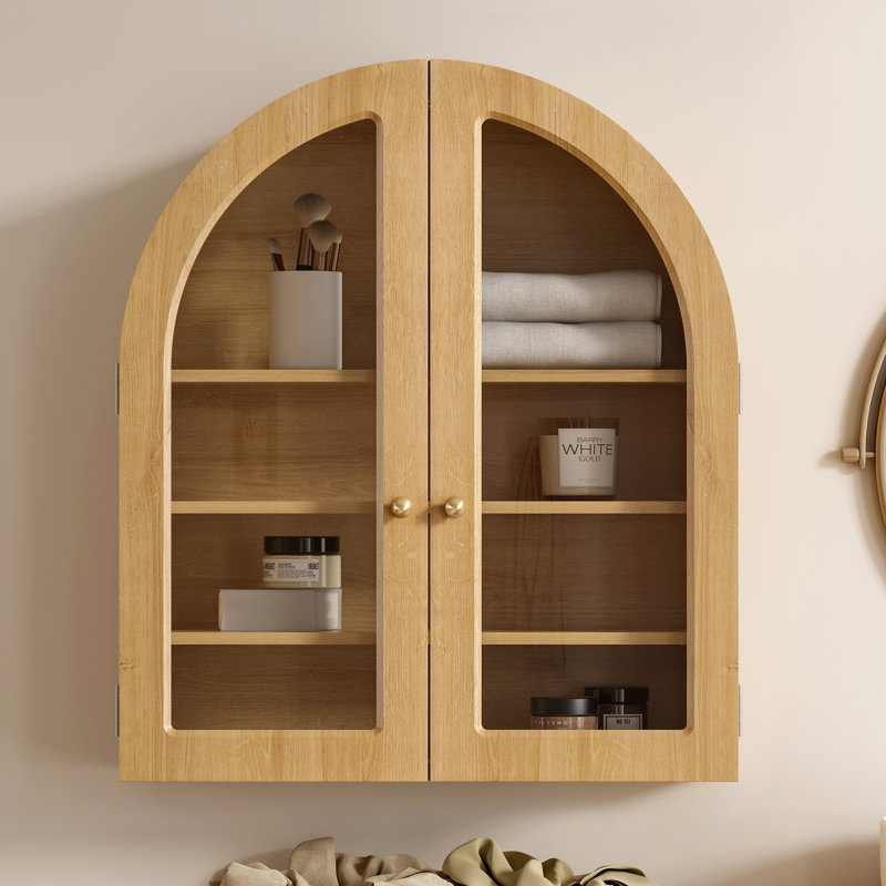 Armoire à pharmacie murale moderne avec tablettes réglables Modern Arch, Chêne, 1