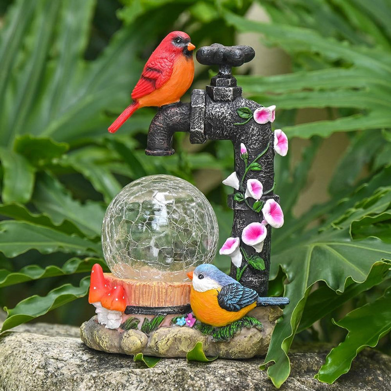 Statues de jardin cardinal orange avec lumières solaires extérieures
