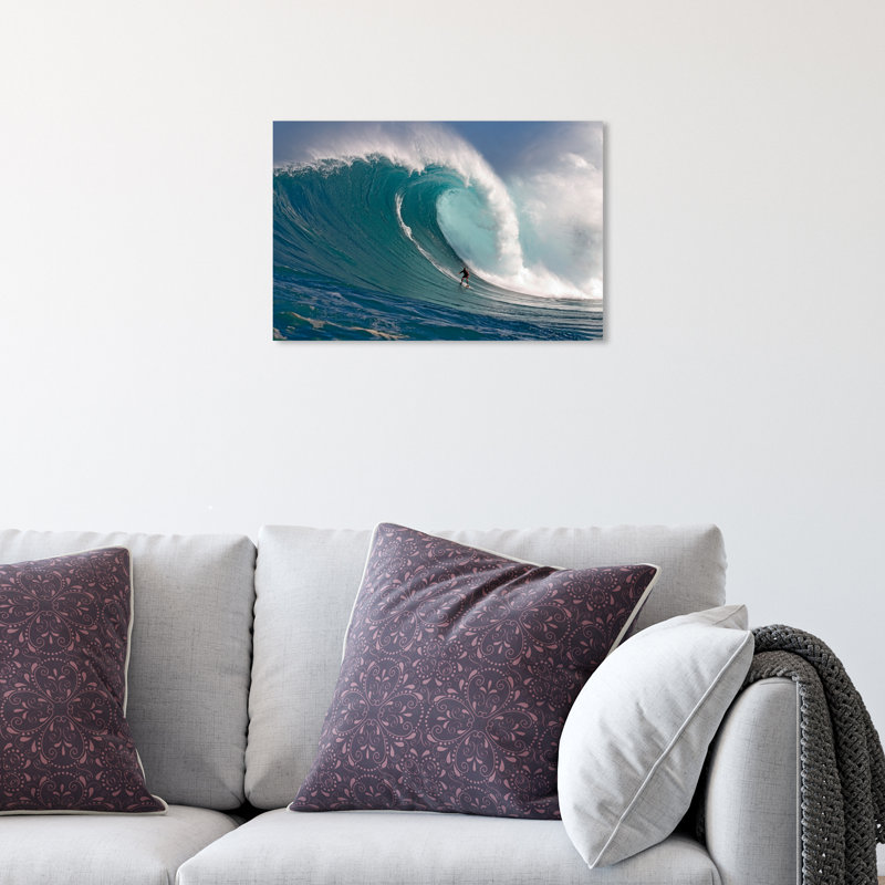 " Surfer At Peahi " by David Fleetham, 36" H x 54" W, Wrapped Canvas