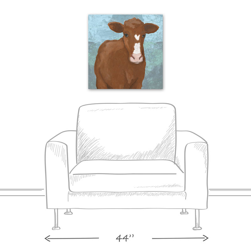 Impression de peinture acrylique « vache », H 20 po x l 20 po, Toile