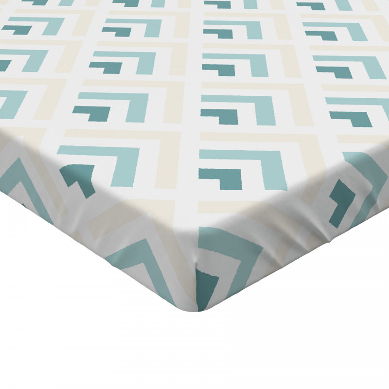 Microfiber Geometric Fitted Sheet, Queen Fitted Sheet