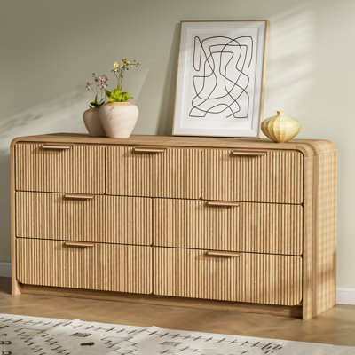 Commode moderne à 7 tiroirs de 51 po de largeur pour chambre à coucher, commode en bois avec poignées en métal pour l'entrée dans le salon