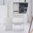 37" Middle Size Left Bedside Cabinet Vanity Table + Cushioned Stool, Large Sliding, Touch Control, Tri-Color Switching, Brightness Adjust LED Mirror, High Capacity Storage, Suitable For Middle Space-377715235