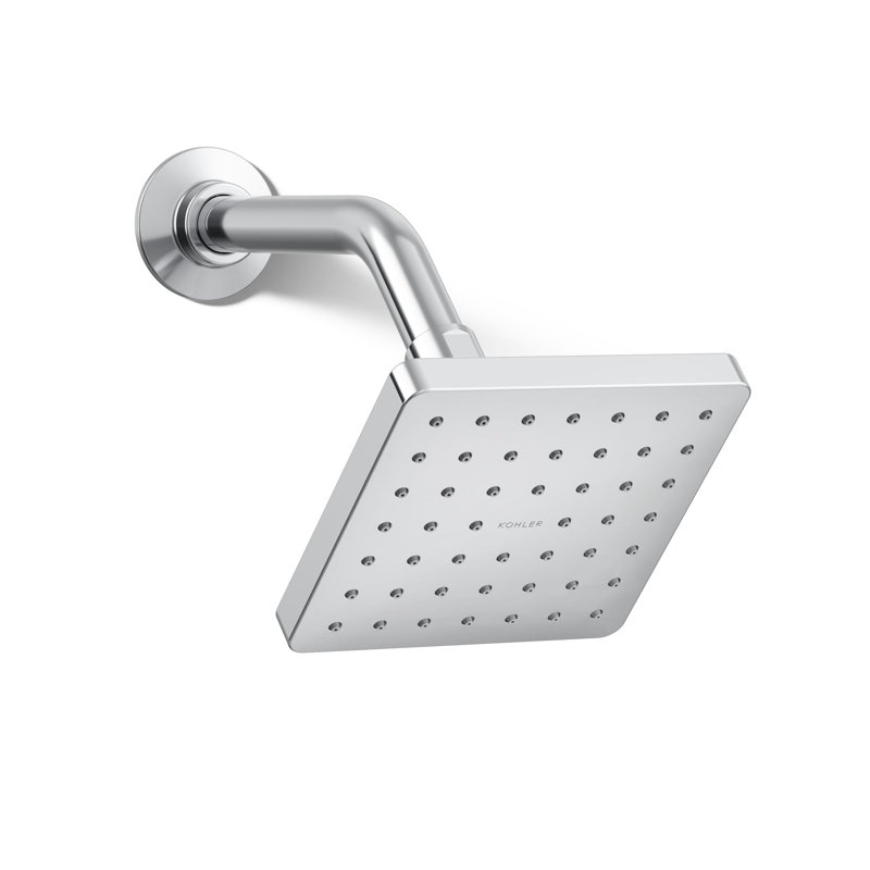 Parallel Single-Function Square Showerhead, Shower Head with One Spray, 2.5 GPM, Polished Chrome
