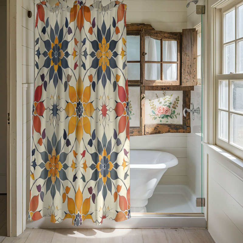 Vintage Tile - Premium Shower Curtain, 74"H x 71"W