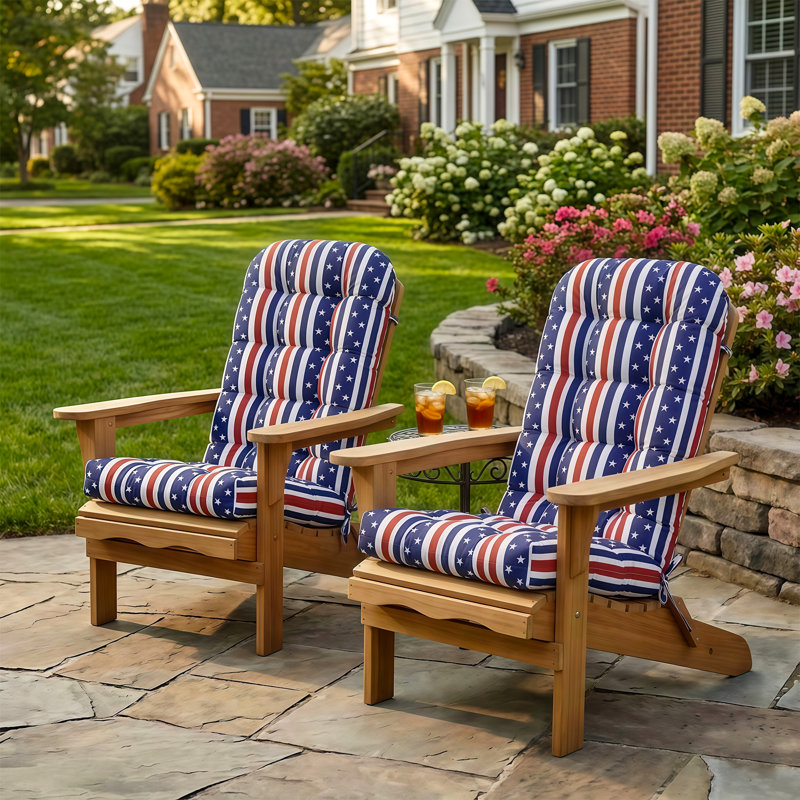 Outdoor/Indoor High Back Chair Cushion, American Flag