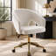 Fauteuil de bureau réglable, chambre à coucher à domicile, fauteuil pivotant ergonomique, siège à dossier, siège confortable, base dorée, blanc
