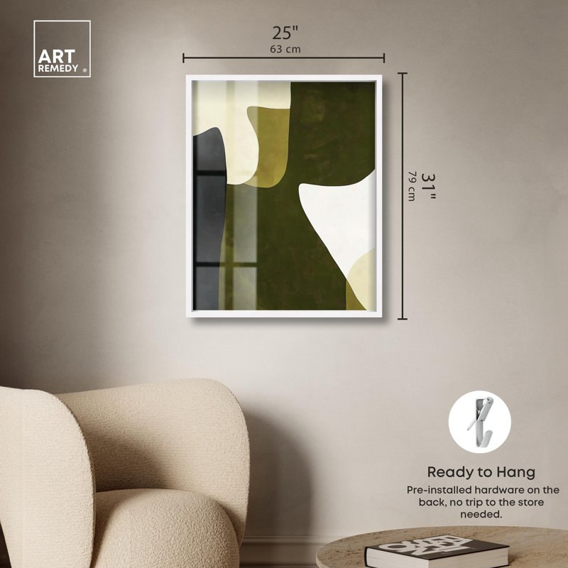 «Olive Interplay III Living Room Art Shadowbox» par Art Remedy, 31" H x 25" W, Blanc